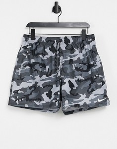 Черные волейбольные шорты длиной 5 дюймов с камуфляжным принтом Nike Swimming-Черный цвет