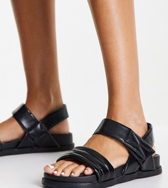 Черные сандалии в спортивном стиле для широкой стопы на толстой подошве New Look Wide Fit-Черный цвет