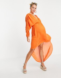 Оранжевое пляжное платье с глубоким вырезом спереди ASOS DESIGN Maternity-Оранжевый цвет