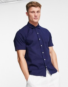 Темно-синяя рубашка с короткими рукавами и логотипом игрока Polo Ralph Lauren-Темно-синий