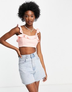 Пляжный розовый топ с оборками New Look-Розовый цвет