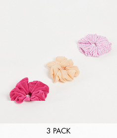 Набор из 3 резинок для волос ASOS DESIGN-Розовый цвет