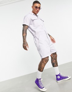Короткий джинсовый комбинезон сиреневого цвета ASOS DESIGN-Фиолетовый цвет