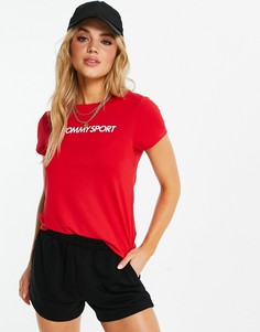 Красная футболка с логотипом на груди Tommy Hilfiger Sport-Красный