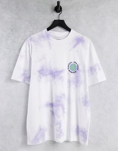 Белая oversized-футболка с принтом тай-дай и надписью "Zest" на груди и спине Topman-Белый