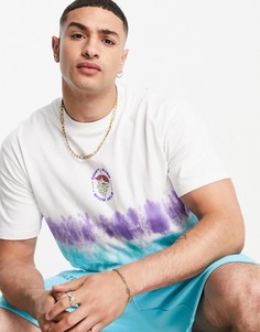 Oversized-футболка цвета экрю с эффектом тай-дай и принтом с виноградом на груди Topman-Белый