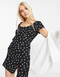 Платье мини с монохромным принтом в горошек в стиле 90-х ASOS DESIGN-Разноцветный