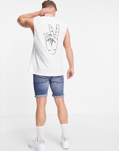 Белая oversized-майка с жестом "виктори" на спине Jack & Jones Originals-Белый