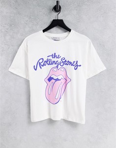 Белая футболка с принтом "Rolling Stones" Stradivarius-Белый
