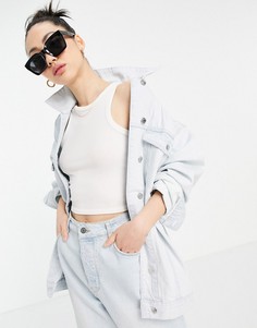 Выбеленная джинсовая oversized-куртка из смесового органического хлопка ASOS DESIGN-Голубой