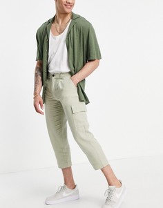 Светло-зеленые суженные книзу брюки от комплекта ASOS DESIGN-Серый