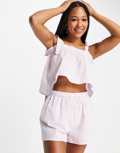 Розовая майка от пижамы в клетку из жатой ткани ASOS DESIGN - «Выбирай и комбинируй»-Розовый цвет