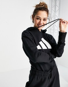 Боди с капюшоном и крупным логотипом черного цвета adidas Training-Черный цвет