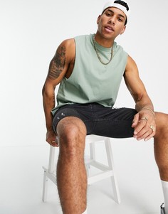 Майка свободного кроя выбеленного цвета хаки ASOS DESIGN-Зеленый цвет