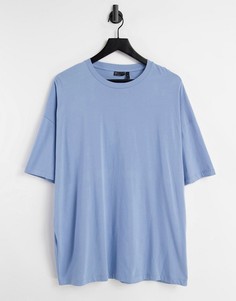 Oversized-футболка выбеленного синего цвета из органического материала ASOS DESIGN-Голубой