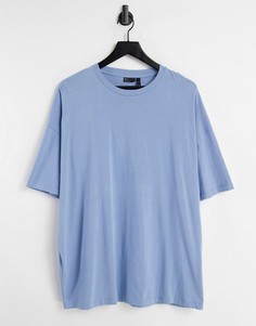 Oversized-футболка выбеленного синего цвета из органического материала ASOS DESIGN-Голубой