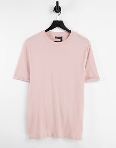 Бледно-розовая футболка с отворотами на рукавах из органического материала ASOS DESIGN-Розовый цвет