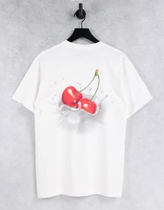 Белая футболка с принтом вишен на спине HUF-Белый