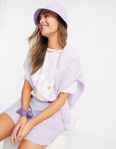 Светло-фиолетовая oversized-футболка с принтом тай-дай из органического хлопка Monki Mai-Фиолетовый цвет