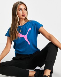 Синяя футболка с логотипом PUMA Active-Голубой