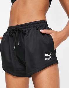 Черные атласные шорты PUMA Summer Luxe-Черный цвет