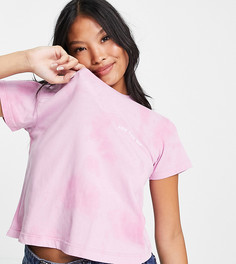 «Подсевшая» футболка с эффектом тай-дай и принтом "Ride the Wave" ASOS DESIGN Petite-Розовый цвет