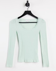 Зеленый кружевной лонгслив Topshop-Зеленый цвет