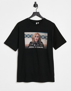 Черная футболка с персонажем из сериала «Шиттс Крик» ASOS DESIGN-Черный цвет