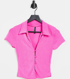 Розовая приталенная рубашка с короткими рукавами ASYOU-Розовый цвет