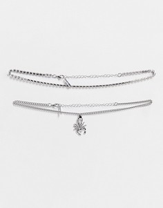Серебристое ожерелье-чокер с подвеской в виде скорпиона Topshop-Серебристый