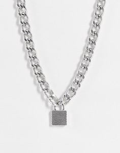 Серебристое ожерелье-чокер с подвеской в форме замка Topshop-Серебристый