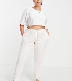 Cупермягкие джоггеры для дома цвета экрю в рубчик ASOS DESIGN Curve – Выбирай и Комбинируй-Белый
