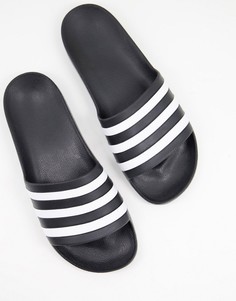 Черно-белые шлепанцы adidas Training Adilette-Черный цвет