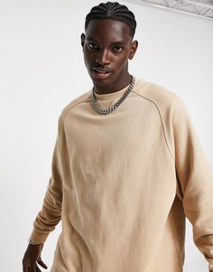 Свитшот в стиле oversized со вставкой в рубчик бежевого цвета от комплекта ASOS DESIGN-Светло-бежевый цвет