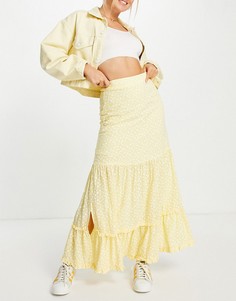 Ярусная юбка мидакси с мелким цветочным принтом от комплекта Lost Ink-Желтый