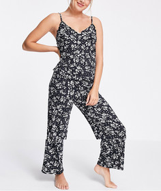 Пижама из мягкой ткани с мелким цветочным принтом из майки и брюк New Look-Multi