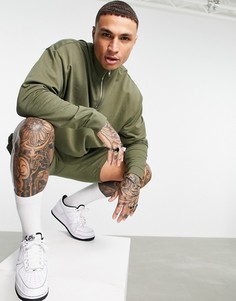 Легкий спортивный костюм зеленого цвета со свитшотом в стиле oversized с короткой молнией и узкими шортами из органического материала ASOS DESIGN-Зеленый цвет