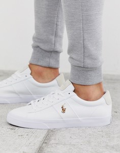 Белые парусиновые кроссовки с разноцветным логотипом в виде игрока поло Polo Ralph Lauren sayer-Белый