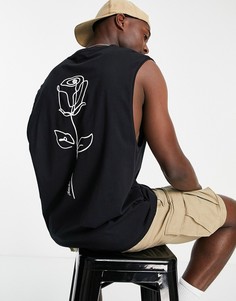 Черная oversized-майка с принтом розы на спине Jack & Jones-Черный цвет