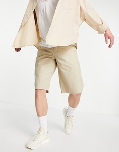 Светло-бежевые удлиненные шорты из смесового органического хлопка Topman-Светло-бежевый