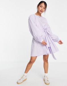Сиреневое платье мини из органического хлопка с завязкой на талии Vero Moda-Фиолетовый цвет