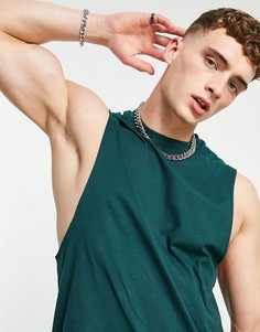 Темно-зеленая oversized-майка ASOS DESIGN-Зеленый цвет