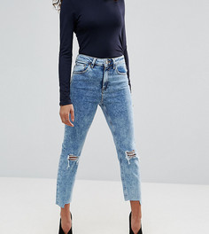 Рваные джинсы в винтажном стиле с завышенной талией ASOS PETITE FARLEIGH-Синий