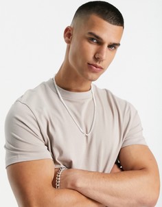 Бежевая футболка из органического хлопка с круглым вырезом ASOS DESIGN-Светло-бежевый цвет