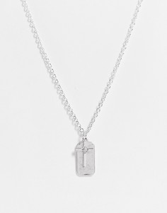 Серебристая цепочка с подвесками в виде крестика и жетона Icon Brand-Серебристый