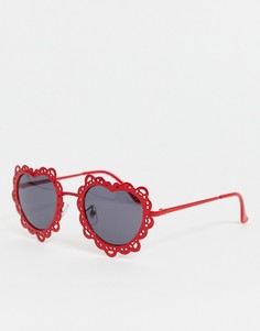 Красные филигранные солнцезащитные очки в виде сердец Jeepers Peepers-Красный