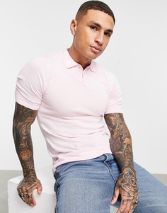Розовая трикотажная футболка-поло облегающего кроя ASOS DESIGN-Розовый цвет