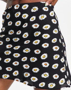 Мини-юбка с принтом ромашек ASOS DESIGN-Разноцветный