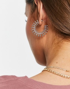 Небольшие серебристые серьги-кольца с оригинальным дизайном SVNX-Золотистый
