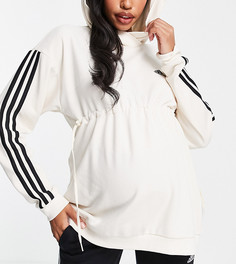 Топ кремового цвета в стиле oversized с тремя полосками adidas Training Maternity-Белый
